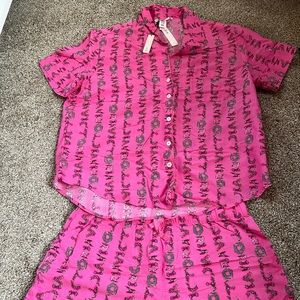 Victoria Secret Hot Pink Cotton PJ Set (Small)